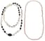 SET OF TWO LONG PEARL AND GEMSTONE NECKLACES