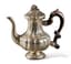 ITALIAN BAROQUE STYLE SILVER COFFEE POT WITH CARVED WOODEN HANDLE