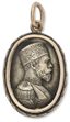 NICOLAS II ET ALEKSANDRA FIODOROVNA
PENDENTIF MÉDAILLON RUSSE BIFACE EN OR 14K ET ARGENT
