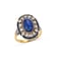 ART DECO STYLE 18K WHITE AND YELLOW GOLD, SAPPHIRE, DIAMOND RING