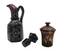 Carved manganese glass jar with cover