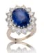 18K WHITE GOLD, DIAMOND AND CEYLON SAPPHIRE* RING