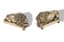 PAIR OF TWO SILVER RECUMBENT LIONS
