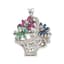 ‘FLOWER BASKET’ 14K GOLD, DIAMOND, RUBY, SAPPHIRE AND EMERALD PENDANT BROOCH