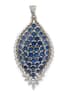 18K WHITE GOLD, DIAMOND AND SAPPHIRE ‘LEAF’ PENDANT
