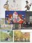 A set of postcards with projects of costumes and scenes L. Bakst, K. Somov, M. Dobuzhinsky. 9pcs