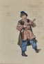 ALEXANDRE BENOIS (1870-1960)
Costume design for a Retired Soldier for the ballet 'Petrushka' by Igor Stravinsky at Covent Garden in 1957