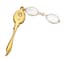 ANTIQUE FOLDING LORGNETTE IN 14K YELLOW GOLD WITH FLOWER DECORATION INCRUSTED WITH DIAMONDS AND SAPPHIRES AND TWO CABOCHON SAPPHIRES