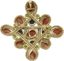 BROCHE / PENDENTIF VINTAGE EN OR JAUNE 18K CORAIL, LAPIS-LAZULI ET CHRYSOPRASE