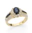 14K YELLOW GOLD, DIAMOND AND SAPPHIRE RING