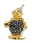 ‘CLOWN’ 18K YELLOW GOLD, DIAMOND AND SAPPHIRE BROOCH