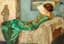 BORIS ANISFELD (1878–1973)
Frieda Anisfeld, Wife of the Artist, Reading on the Couch in a Green Dress