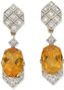 14K YELLOW AND WHITE GOLD DIAMOND AND CITRINE DROP EARRINGS