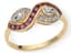 18K YELLOW AND WHITE GOLD, DIAMOND AND RUBY RING