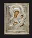 Icon in kyot and silver frame « Tikhvin Virgin »