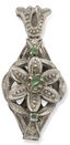 ENSEMBLE DE TROIS FERMOIRS EN OR JAUNE ET GRIS 18K ET 14K EMERAUDES, DIAMANTS ET RUBIS