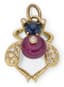 ‘BEE’ 18K YELLOW GOLD, SAPPHIRE, RUBY AND DIAMOND PENDANT