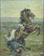 JOSEP CUSACHS I CUSACHS (1851-1908)
Soldier falling from a rearing horse (Study for a painting)