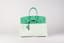 HERMÈS
BIRKIN 35 'FRAY FRAY' LIMITED EDITION
WHITE CANVAS AND EMERALD GREEN LEATHER WITH PALLADIUM HARDWARE