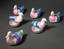 Set of 6 porcelain figurines –butter-dishes and pate dish, made in the shape of Ducks and Pigeons.