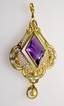 Neo-renaissance pendant
Enameled pendant set with an important amethyst, period 1870. Gold 9 and 14k; Amethyst approximately 40 cts; dimension 8...