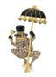 GRENOUILLE’ BROCHE PENDENTIF EN OR JAUNE 14K ET ARGENT DORE DIAMANTS, EMERAUDES, RUBIS ET EMAIL