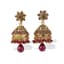 PAIR OF GIRANDOLE INDIAN STYLE EARRINGS WITH WHITE AND RED STONES