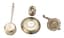 SET OF SILVER TEAWARE: LADLE, GLASS HOLDER, SAUCER, STRAINER, LATE 19TH CENTURY – EARLY 20TH CENTURY