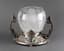 RUSSIAN CRYSTAL AND SILVER VASE WITH TWO HANDLES DECORATED WITH SEMI-PRECIOUS STONES