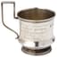 RUSSIAN SILVER GLASS HOLDER, LATE 19TH CENTURY
Hallmarks: silver standard marks ‘woman’s head in kokoshnik facing left and 84’, master’s mark in Cyrillic ‘F I’ (possibly for Fyodor Ivanov, Moscow, 1843–1882), engraved dedication in Cyrillic dated 1943