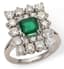 18K WHITE GOLD, PLATINUM, DIAMONDS AND EMERALD RING