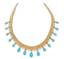 René Boivin 1900 period. Drapery gold and turquoise necklace
René Boivin 1900 period. Unique piece in yellow gold, flexible mesh braided ribbon, lined with a row of cultured pearls ...
