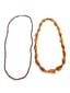 SET OF GARNET AND AMBER NECKLACES