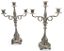 TIFFANY & CO. PAIRE DE CHANDELIERS À TROIS BRANCHES SOUDÉS À L'ARGENT À DÉCOR FLORAL