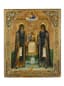 ICÔNE ‘SAINTS EUPHROSYNE ET SERAPION DE PSKOV AVEC L’IMAGE DE LA MÈRE DE DIEU TSARGRADSKAYA’
Mstera, fin du 19ème siècle