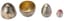RUSSIAN SILVER-GILT AND PORCELAIN EASTER EGG SET, IN THREE PARTS
Maker ‘IS’, Moscow, 1908-1917