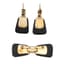 ‘BOW TIE’ SET OF SILVER-GILT, BLACK ONYX AND AMETYST BROOCH AND PENDANT EARRINGS