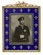 Exceptionally fine Belle Epoque blue guilloché enamel and 14K gold photograph frame
The House of Fabergé, Supplier to the Court of His Imperial Majesty, Workmaster Michael Perchin, Russia, end of XIX century