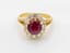 RUBY, DIAMOND AND 18K YELLOW GOLD RING