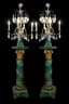 PAIR OF LOUIS XVI STYLE ROCK CRYSTAL, MALACHITE AND GILT BRONZE GIRANDOLES
PARIS, EARLY 20TH CENTURY