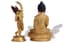 PAIR OF NEPALI BUDDHIST STATUES:
BHUMISPARSHA MUDRA BUDDHA AND 
MAYA DEVI