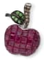 ‘CHERRY’ 18K WHITE GOLD, DIAMOND, RUBY AND CHRYSOLITE BROOCH – PENDANT