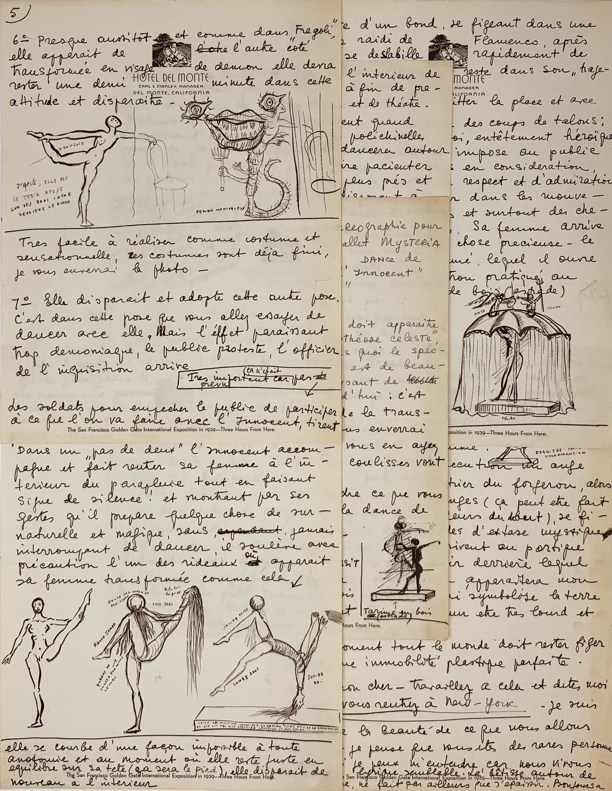 Salvador Dalí — Drawings and letters to Léonide Massine, c. 1941–42