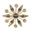 BROCHE PENDENTIF EN OR ET ARGENT DORE DIAMANTS, SAPHIRS ET PIERRES DE LUNE