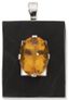 PENDENTIF MODERNISTE EN OR GRIS 18K ÉBÈNE (?) ET CITRINE, ANNÉES 1970-1980