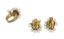SET 14K YELLOW GOLD AND PEARL EARCLIPS AND RING, CIRCA 1970-80S