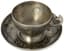 RUSSIAN SILVER AND NIELLO CUP AND SAUCER
Master possibly Egor Ermolaev, Assay master Victor Savinkov Moscow, 1865