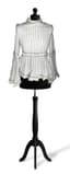 CHANEL BY KARL LAGERFELD SPRING 2017
White and black stripped blouse with ruffled collar and flared sleeves