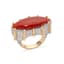 18K WHITE AND YELLOW GOLD, CORAL, DIAMOND RING
