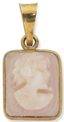 ENSEMBLE PENDENTIF CAMÉE EN OR JAUNE 18K ET BROCHE FEUILLE PLAQUÉE OR JAUNE 18K